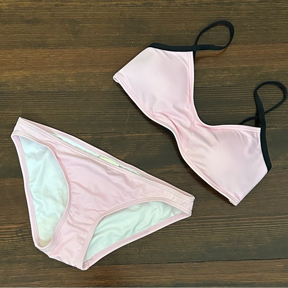 Pink and Black Bikini Set